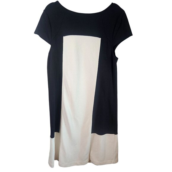Maeve Colorblock Shift Dress Large Black White Mod Preppy Minimalist - Picture 3 of 9
